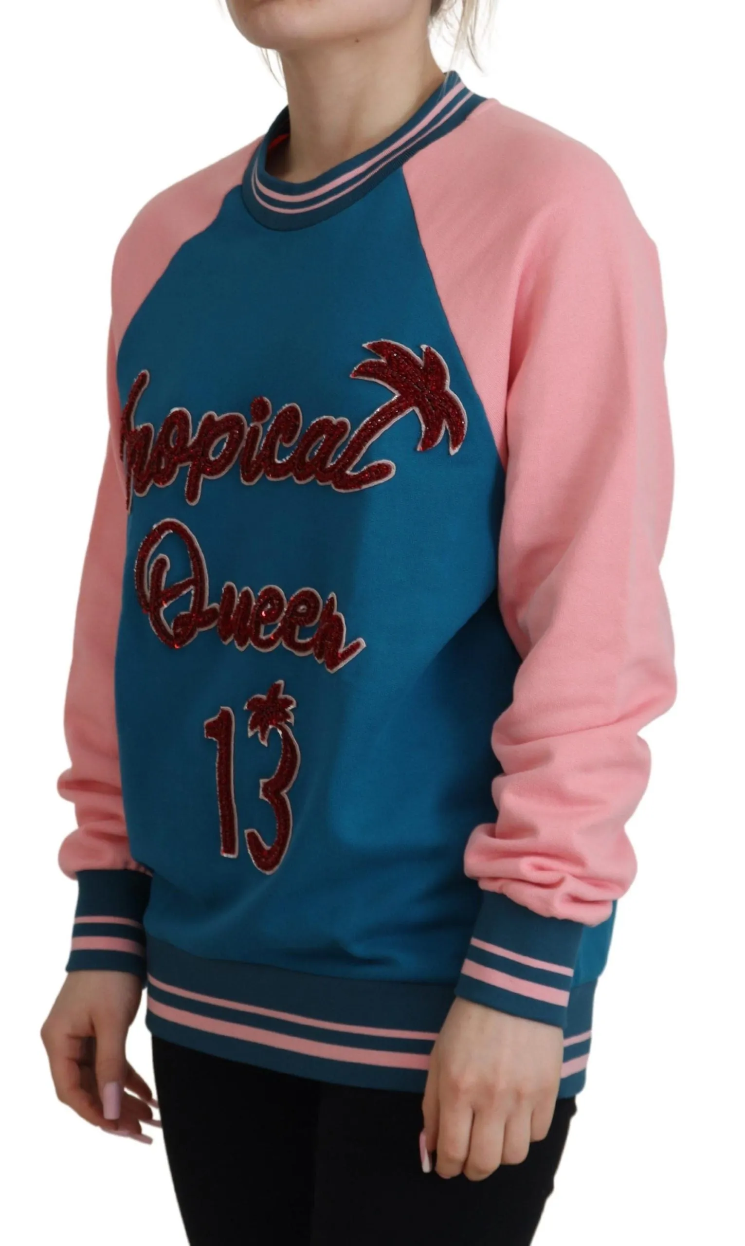 Dolce & Gabbana Sequined Tropical Queen Cotton Women's Sweater