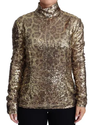 Dolce & Gabbana Sequined Turtleneck Full Zip Sweater in Women's