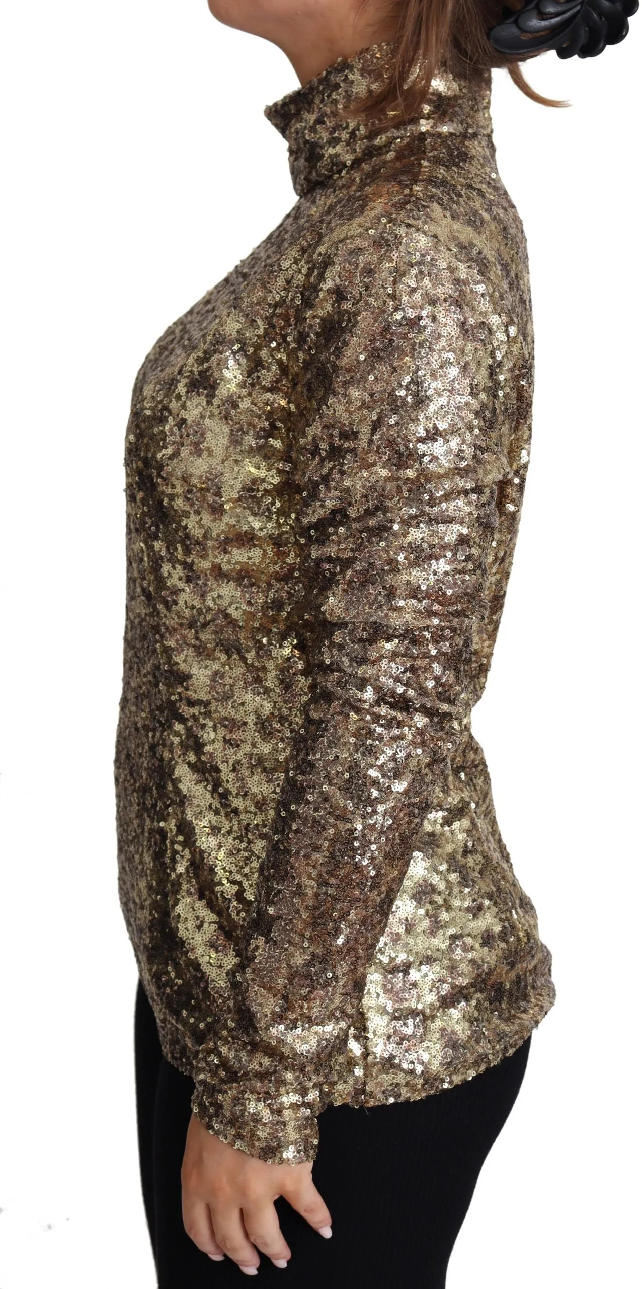 Dolce & Gabbana Sequined Turtleneck Full Zip Sweater in Women's