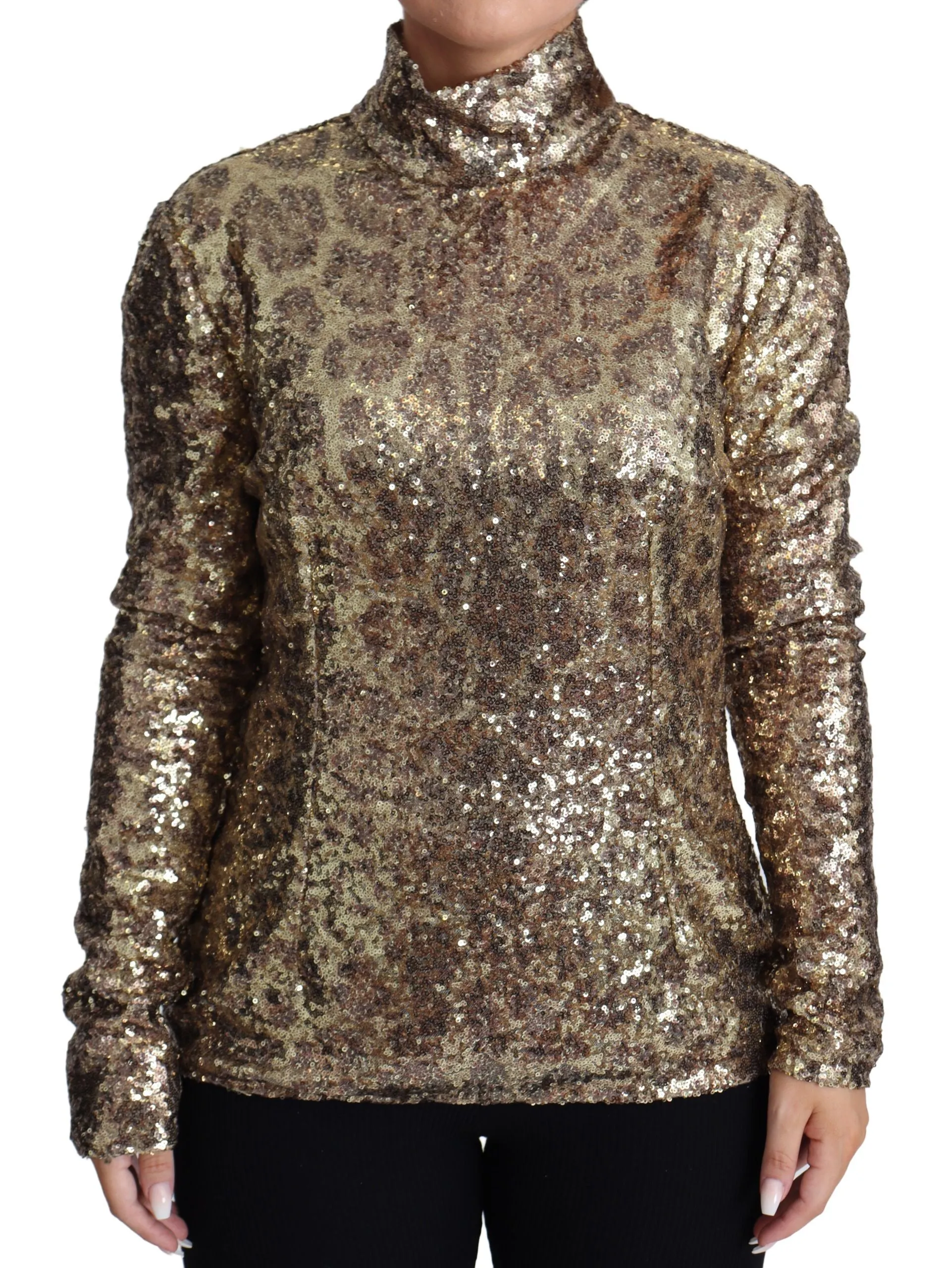 Dolce & Gabbana Sequined Turtleneck Full Zip Sweater in Women's