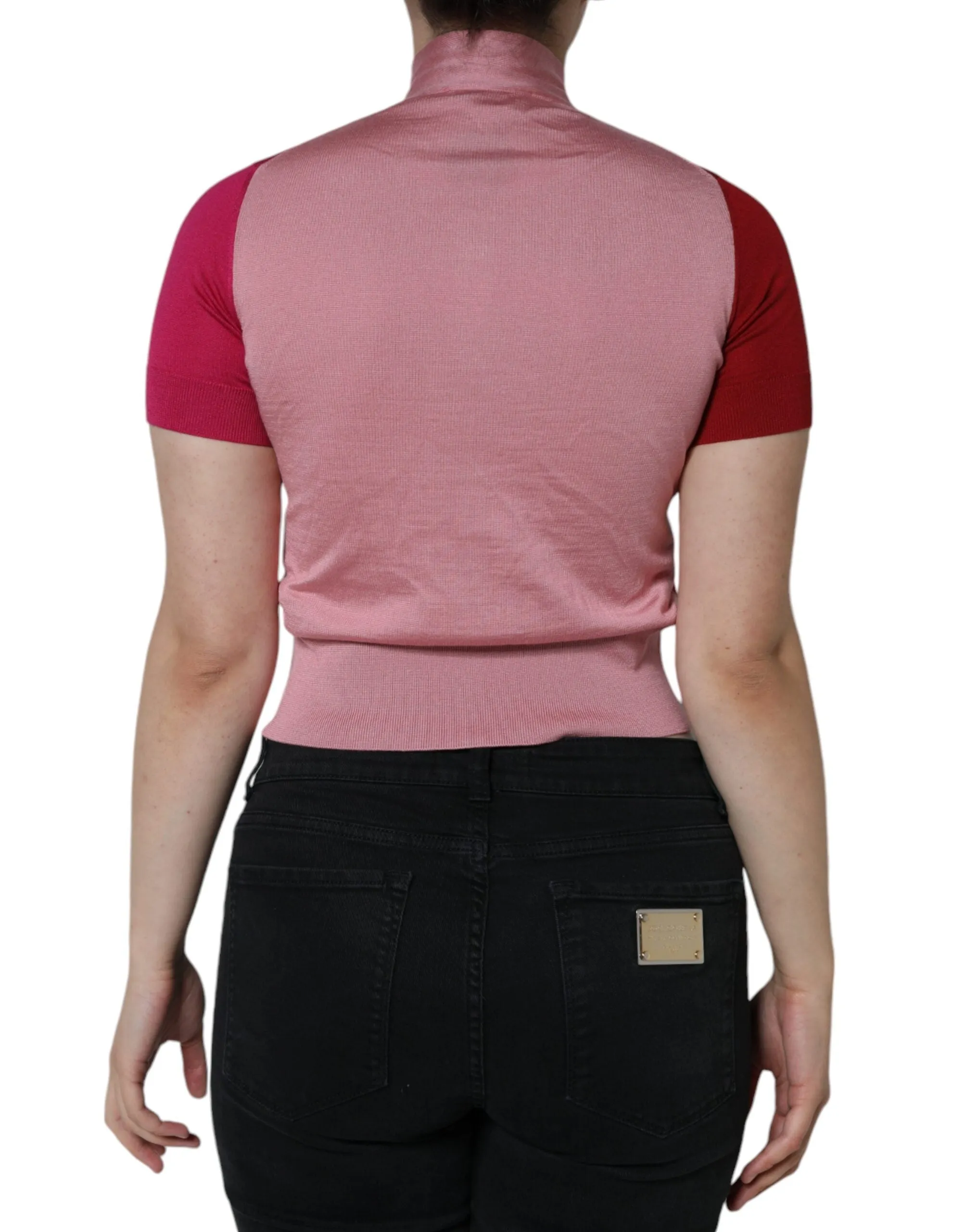 Dolce & Gabbana Short Sleeves Pullover Ascot Collar Women's Top (Pre-Owned)