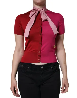 Dolce & Gabbana Short Sleeves Pullover Ascot Collar Women's Top (Pre-Owned)