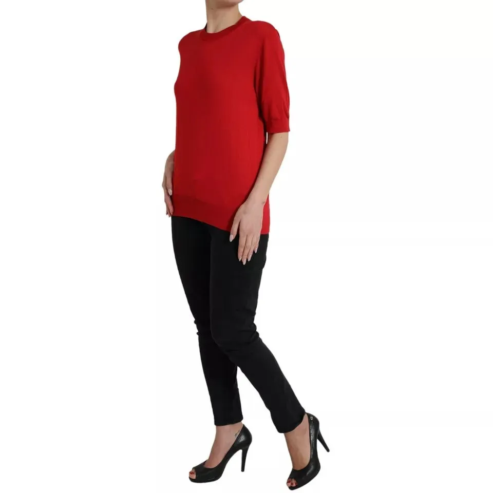 Dolce & Gabbana Silk Crewneck Short Sleeve Women's Sweater (Pre-Owned)