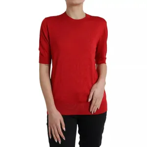 Dolce & Gabbana Silk Crewneck Short Sleeve Women's Sweater (Pre-Owned)