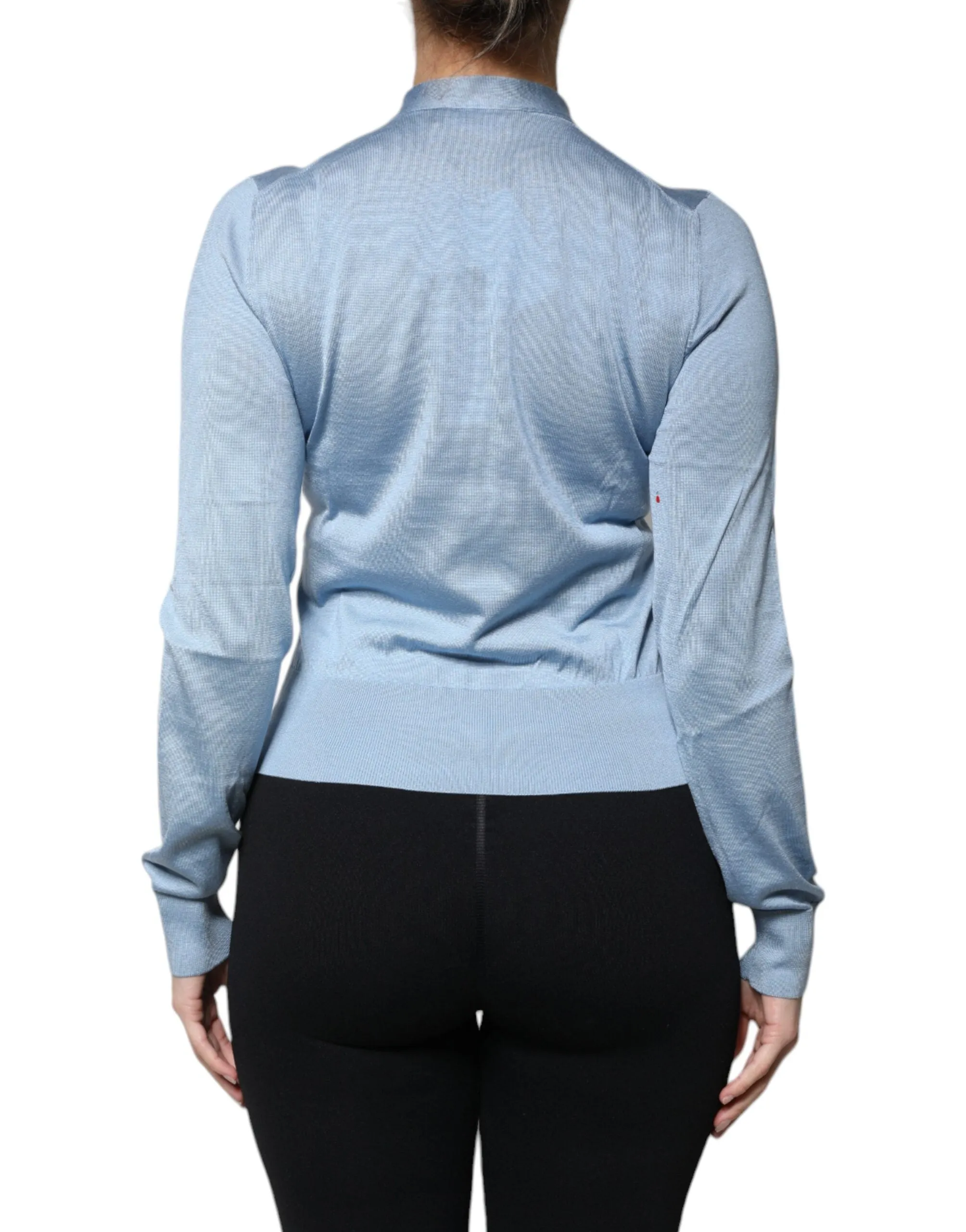 Dolce & Gabbana Silk Knit Pullover Ascot Collar Women's Top (Pre-Owned)
