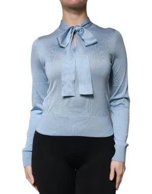 Dolce & Gabbana Silk Knit Pullover Ascot Collar Women's Top (Pre-Owned)