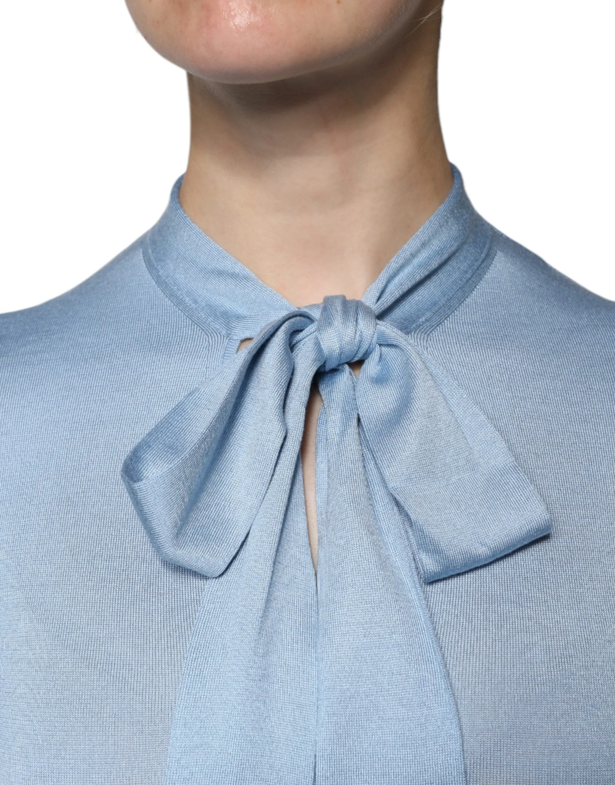 Dolce & Gabbana Silk Knit Pullover Ascot Collar Women's Top (Pre-Owned)