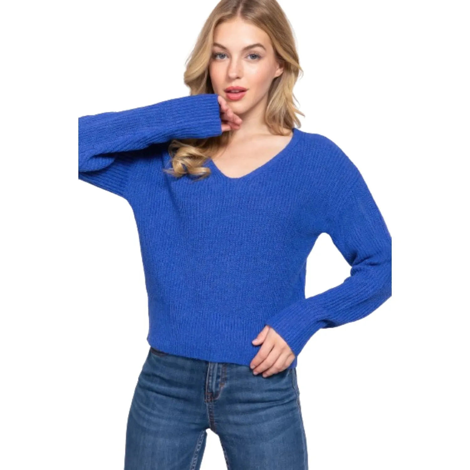 Dolman Slv Strappy Open Back Sweater