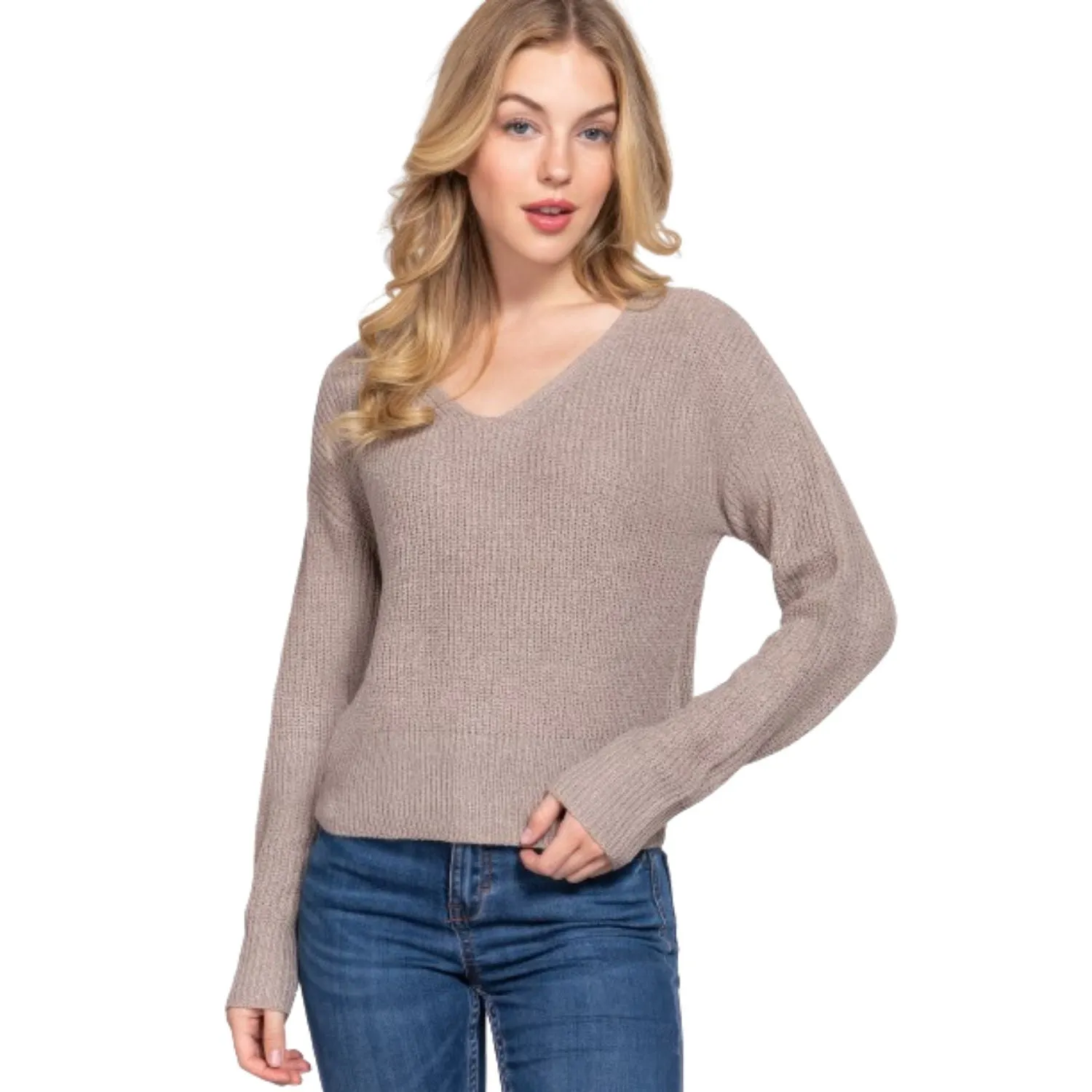 Dolman Slv Strappy Open Back Sweater