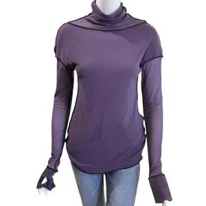 Double Mesh High Neck Tee In Purpl