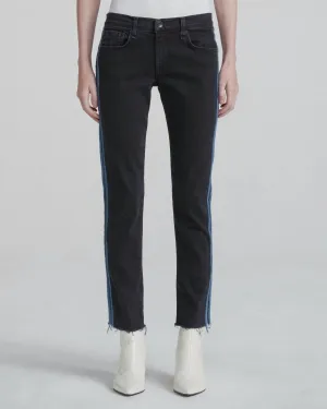 Dre Low Rise Stretch Side Stripe Ankle Jeans In Black