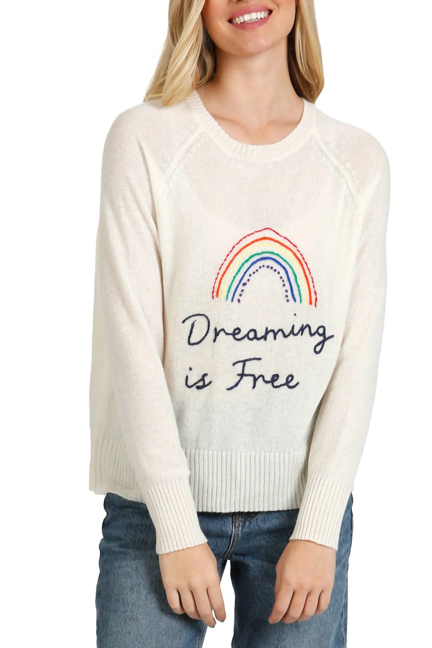 Dreaming Is Free Sweater In White