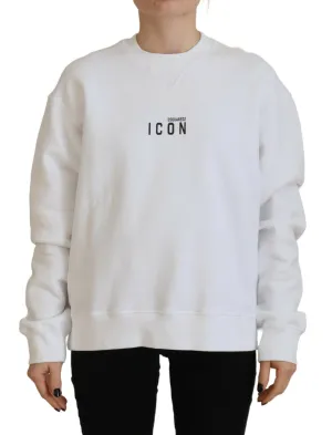 Dsquared² Cotton Printed Long Sleeve Crew Neck Women's Sweater (Pre-Owned)