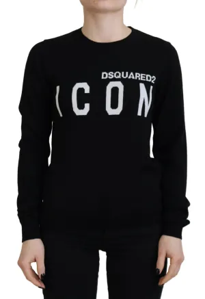 Dsquared² Virgin Wool Logo Print Long Sleeves Women's Sweater (Pre-Owned)