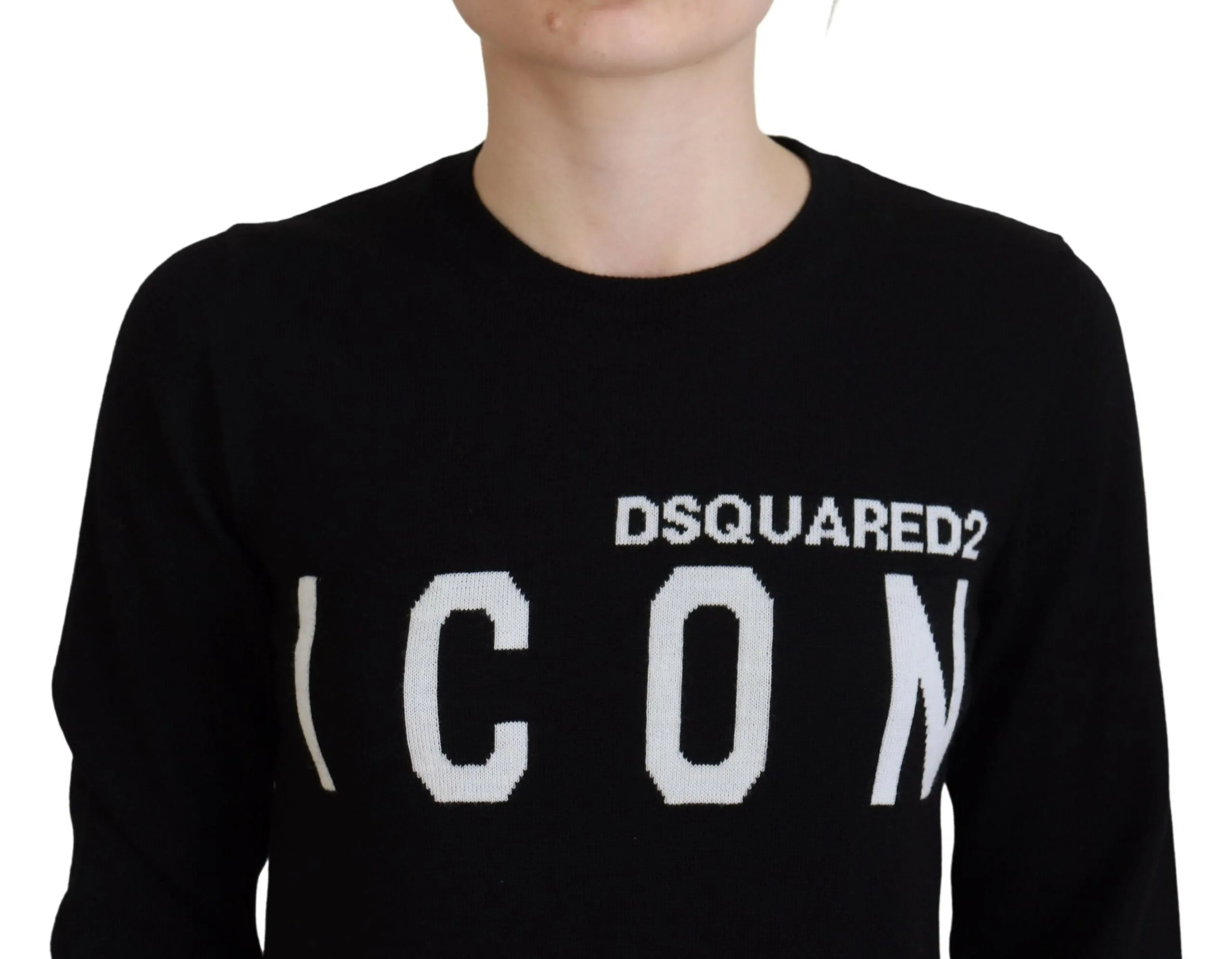Dsquared² Virgin Wool Logo Print Long Sleeves Women's Sweater (Pre-Owned)