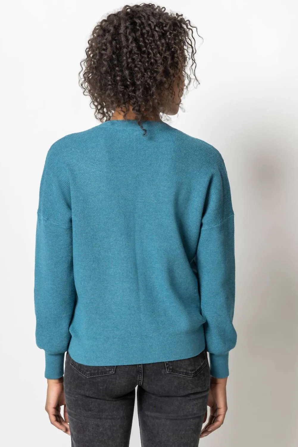 Easy Button Henley Sweater In Baltic Blue
