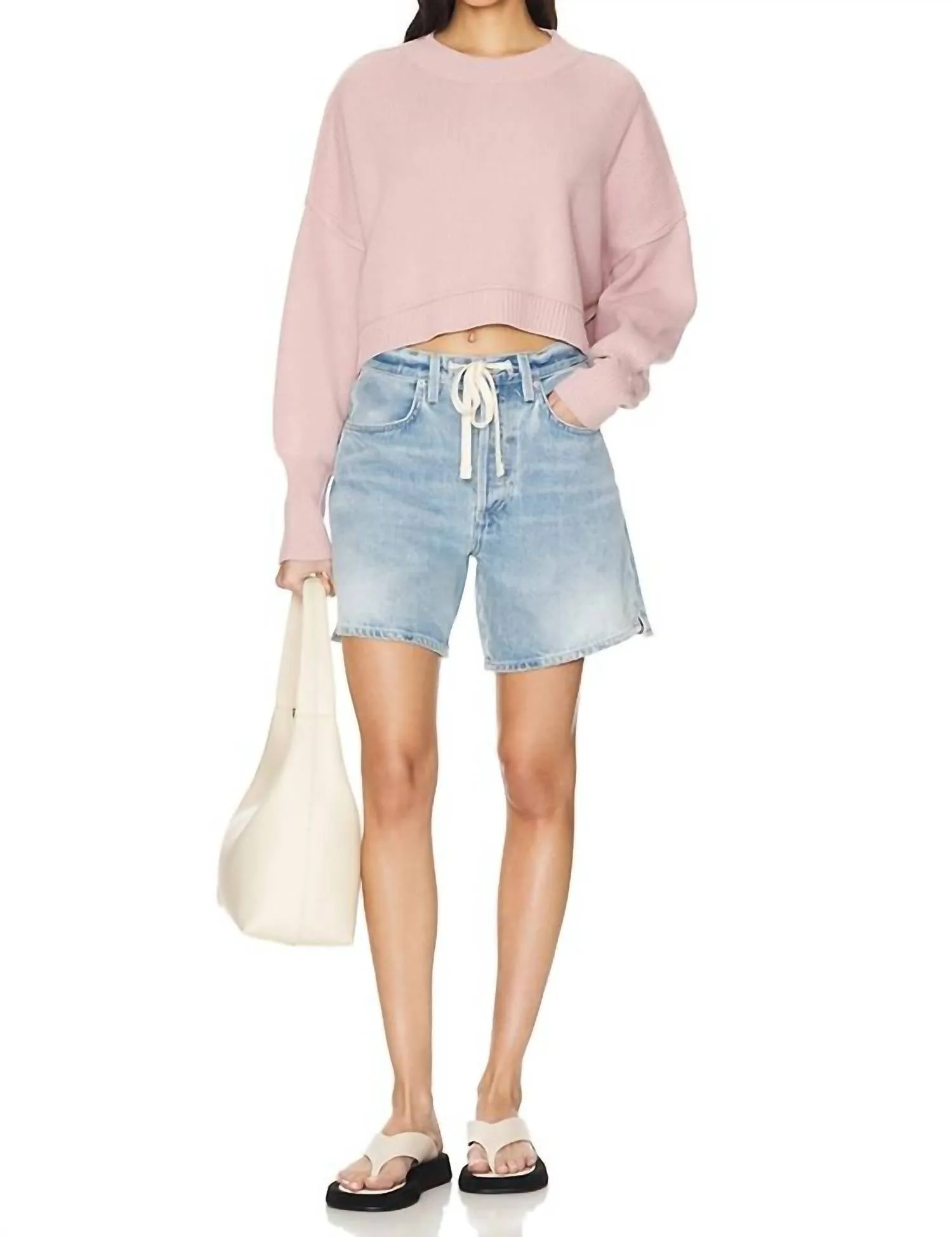Easy Street Crop Pullover Sweater In Lost Petal