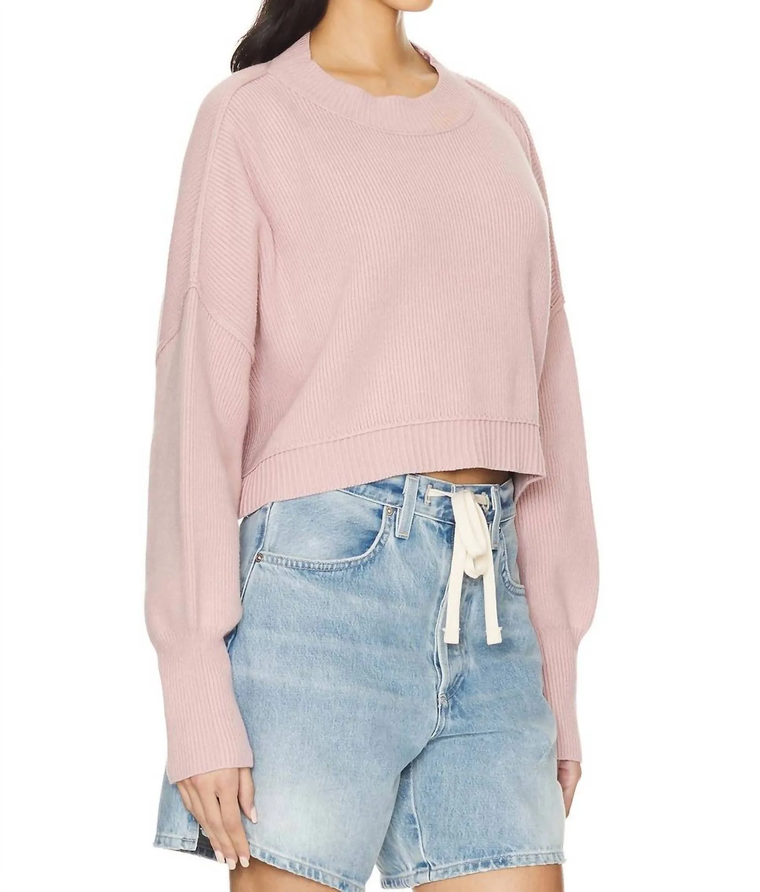 Easy Street Crop Pullover Sweater In Lost Petal