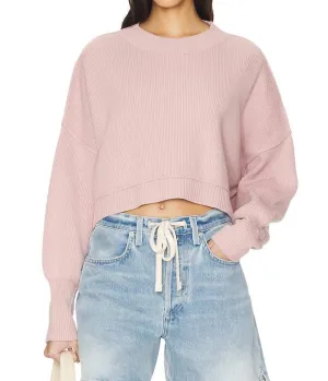 Easy Street Crop Pullover Sweater In Lost Petal