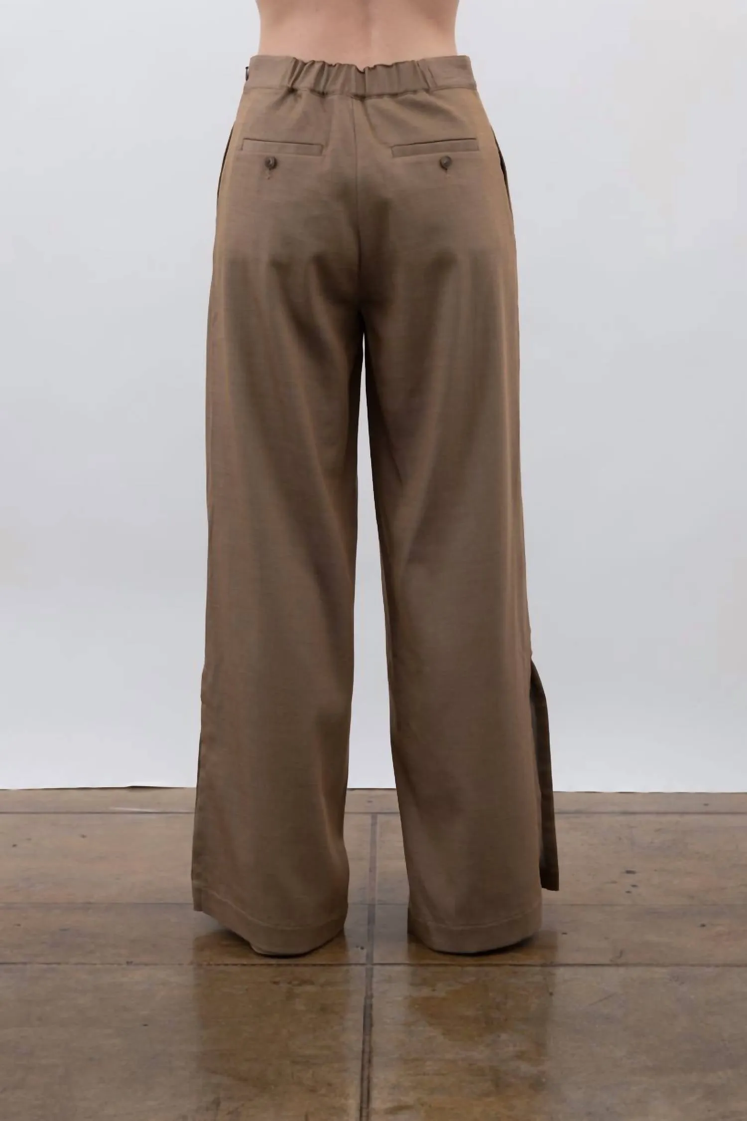 Eco Slub Denim Wide Pants In Jute