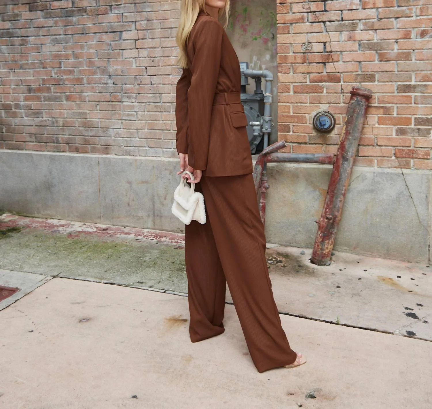 Elena Pinstripe Trousers In Brown