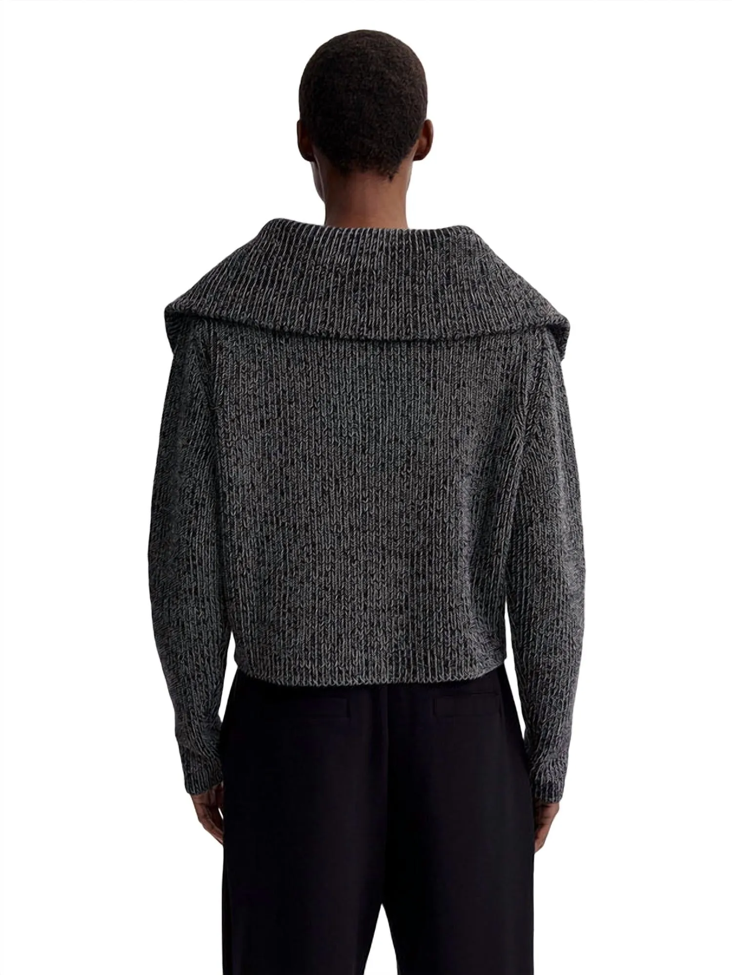Elise Half Zip Knit Sweater In Black