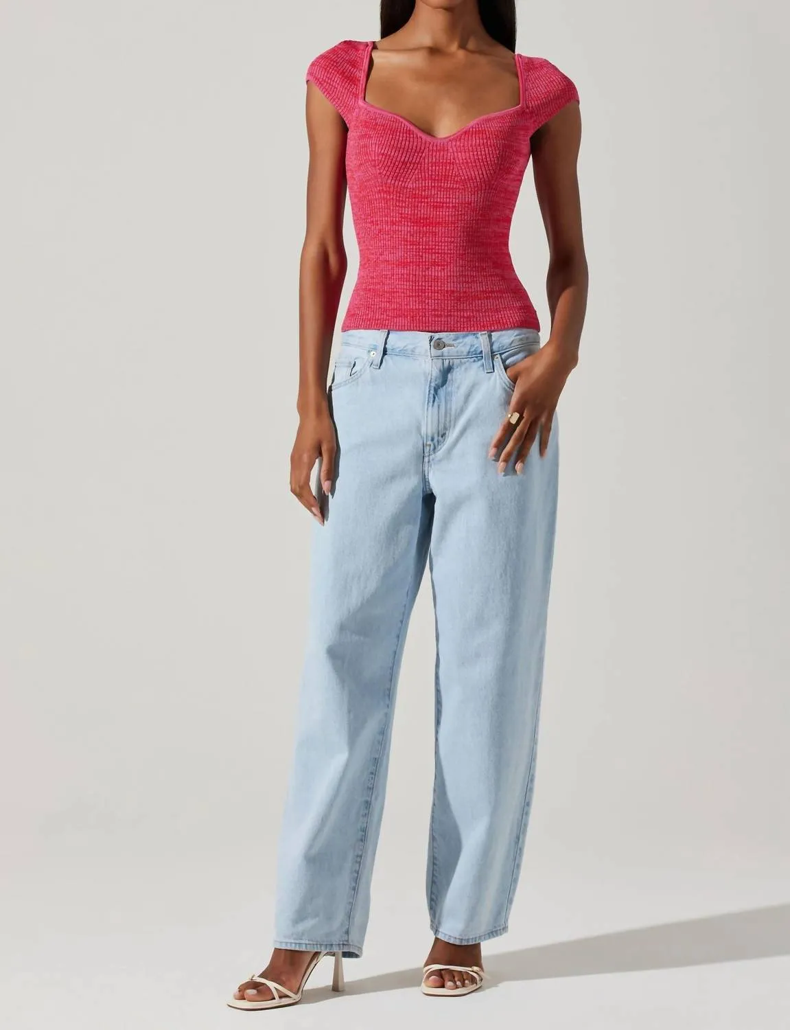 Eloah Sweater Tank In Pink Space Dye