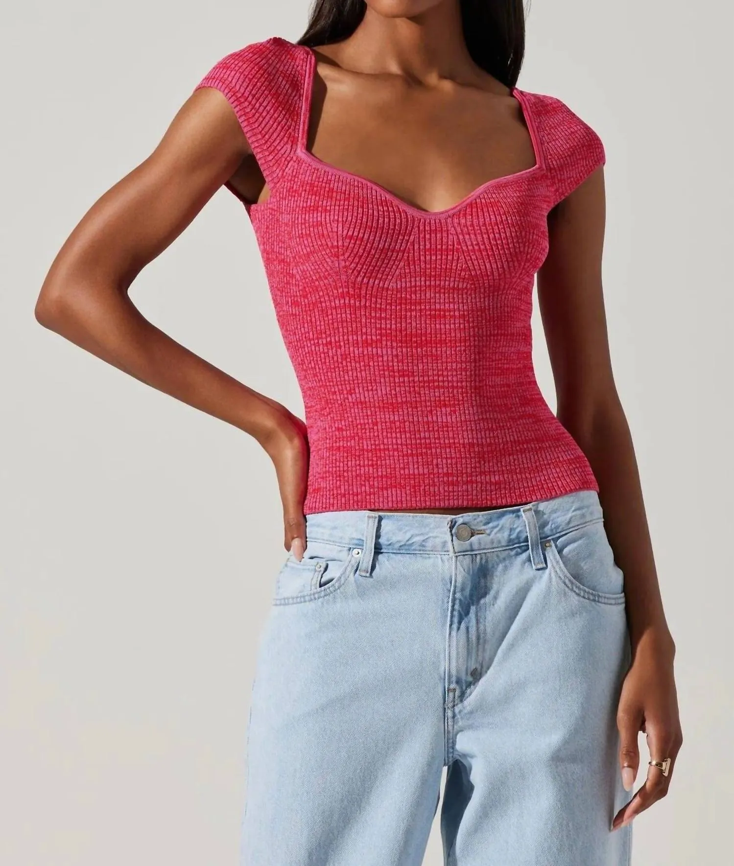 Eloah Sweater Tank In Pink Space Dye