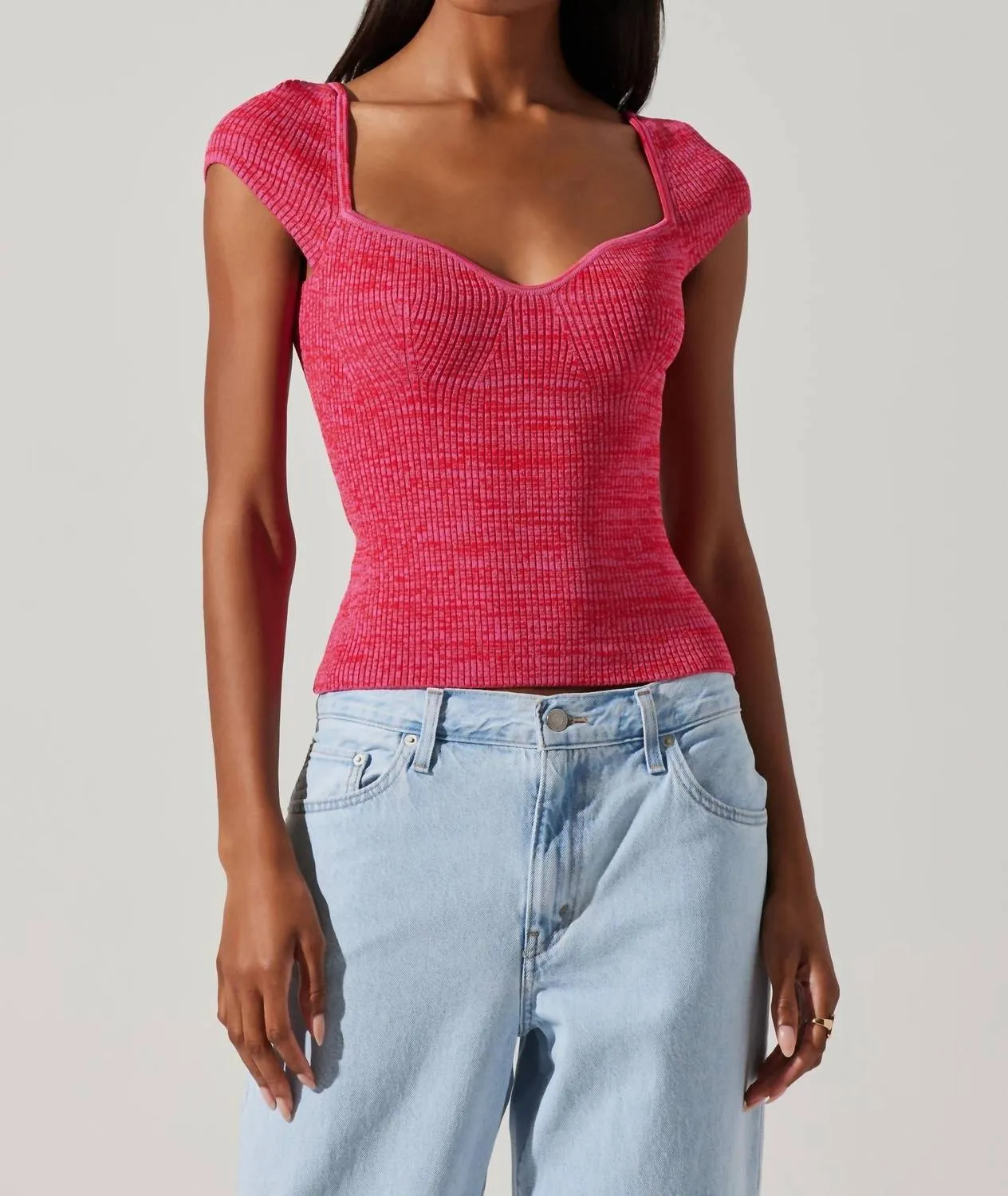 Eloah Sweater Tank In Pink Space Dye