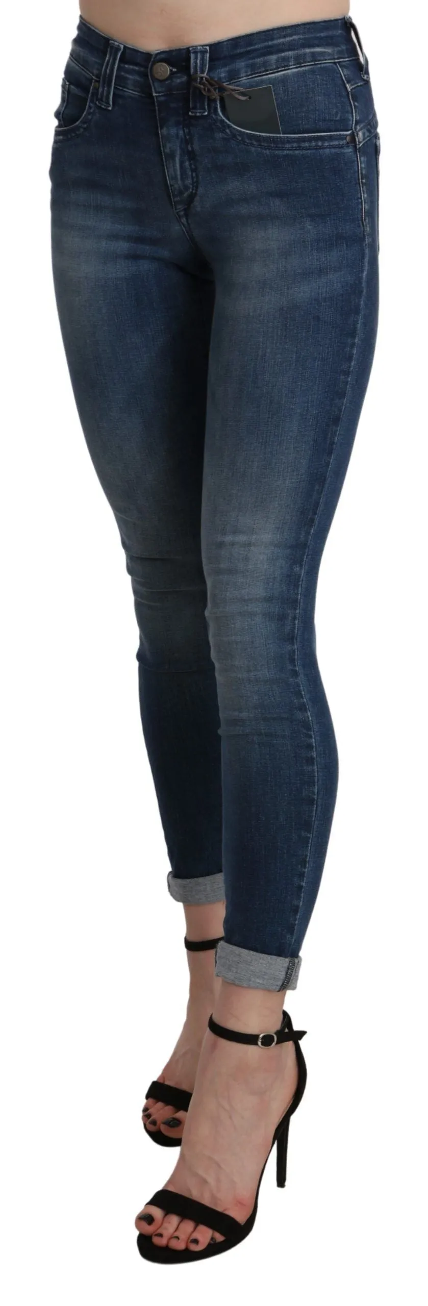 Ermanno Scervino  Washed High Waist Skinny Cropped Cotton Women's Jeans