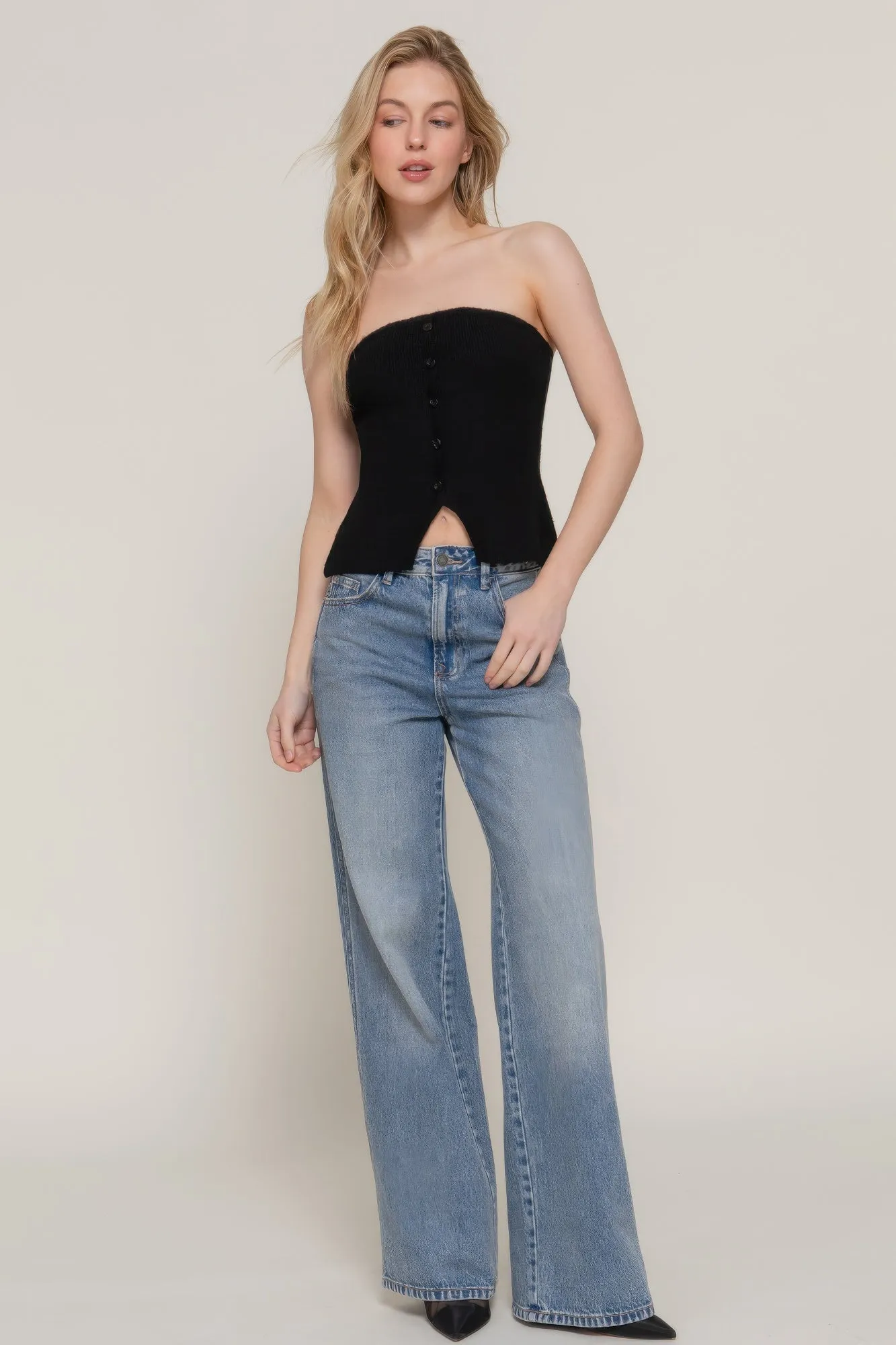 FASHNZFAB Button Down Tube Spring Sweater