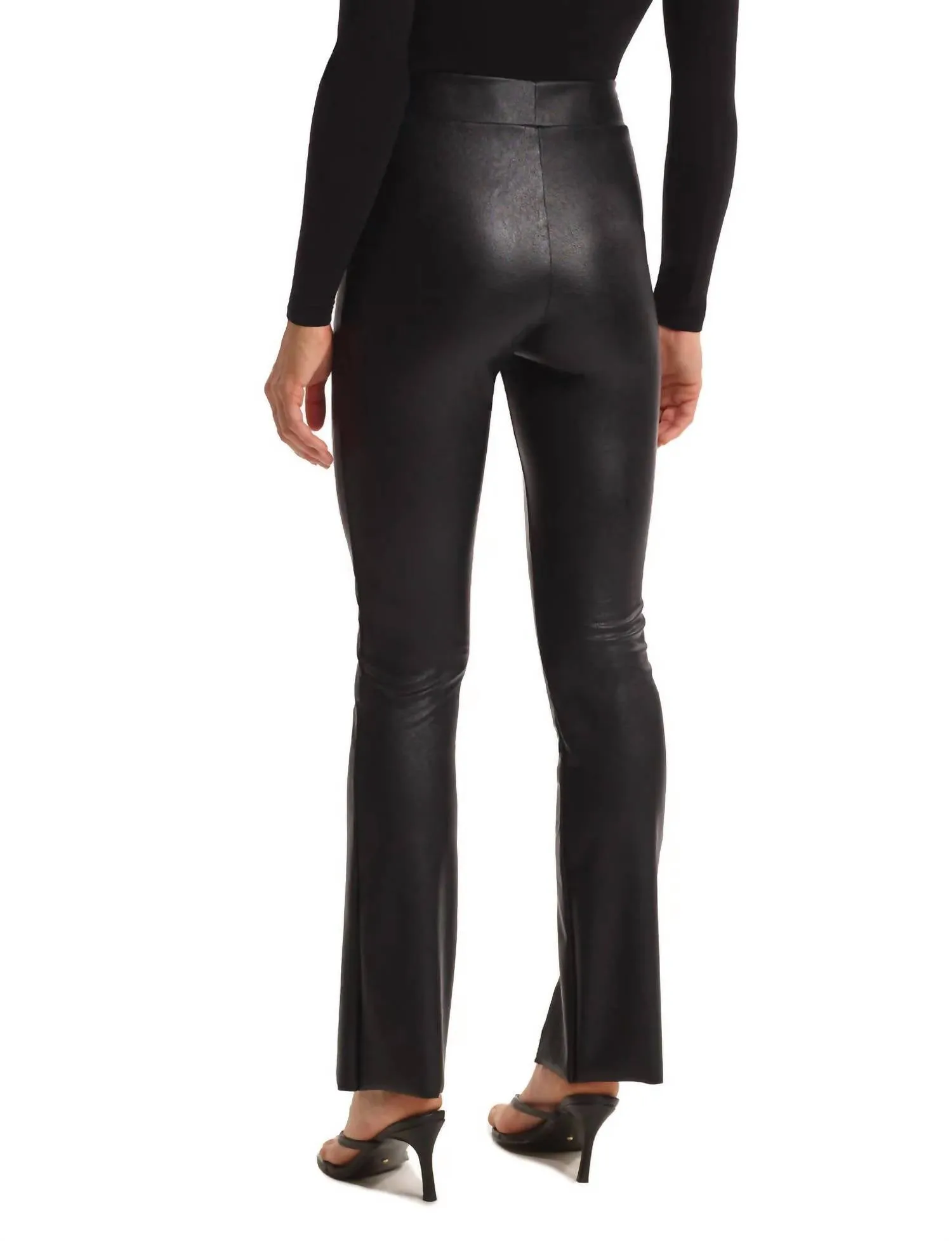 Faux Leather Split Front Pant In Black