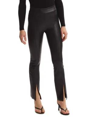 Faux Leather Split Front Pant In Black