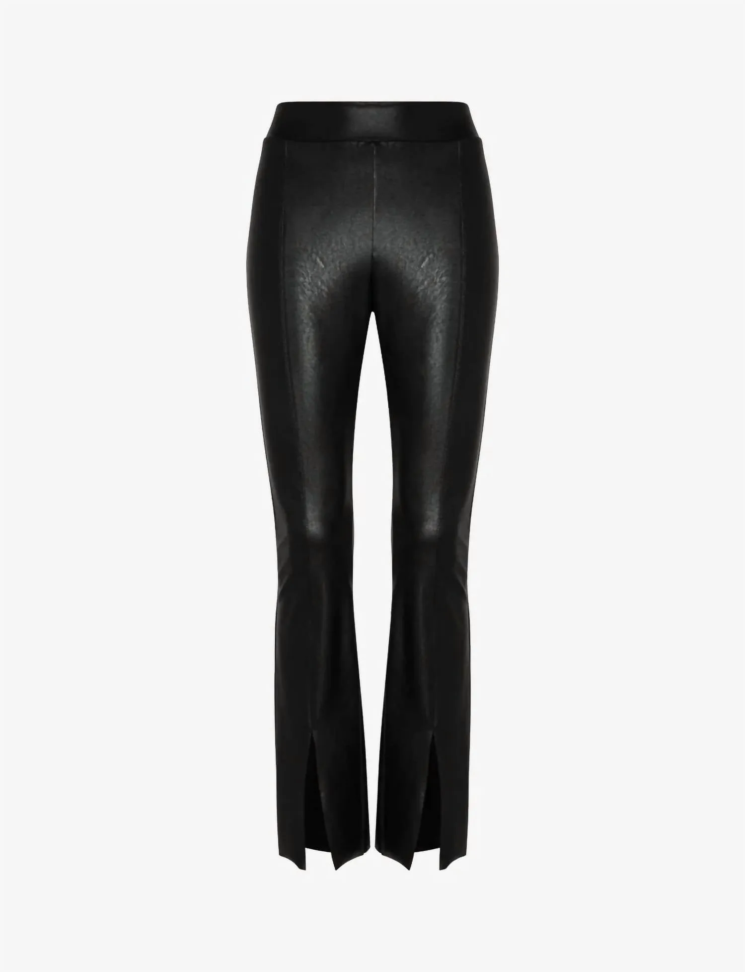Faux Leather Split Front Pant In Black