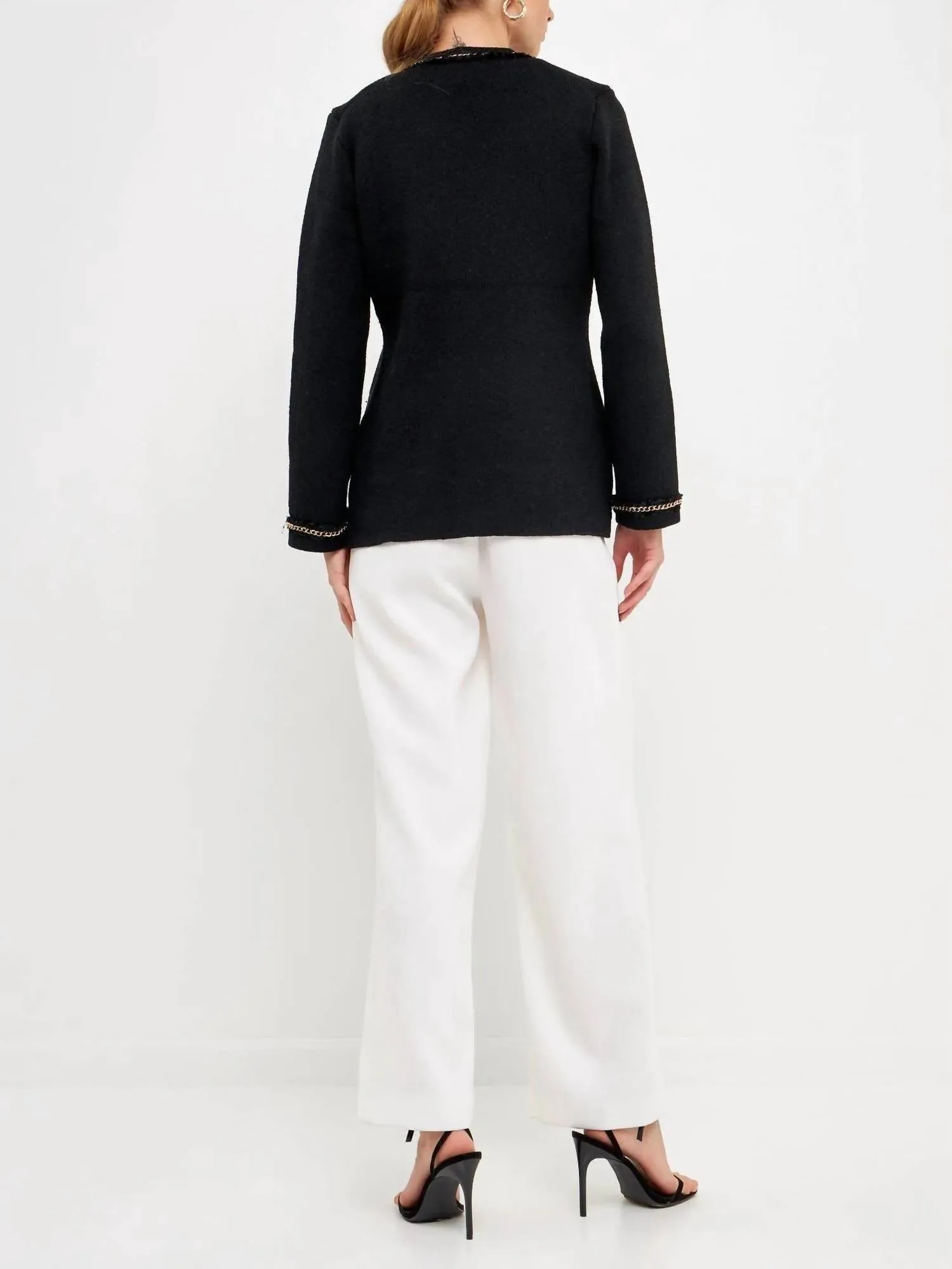 Fifa Chain Trim Cardigan In Black