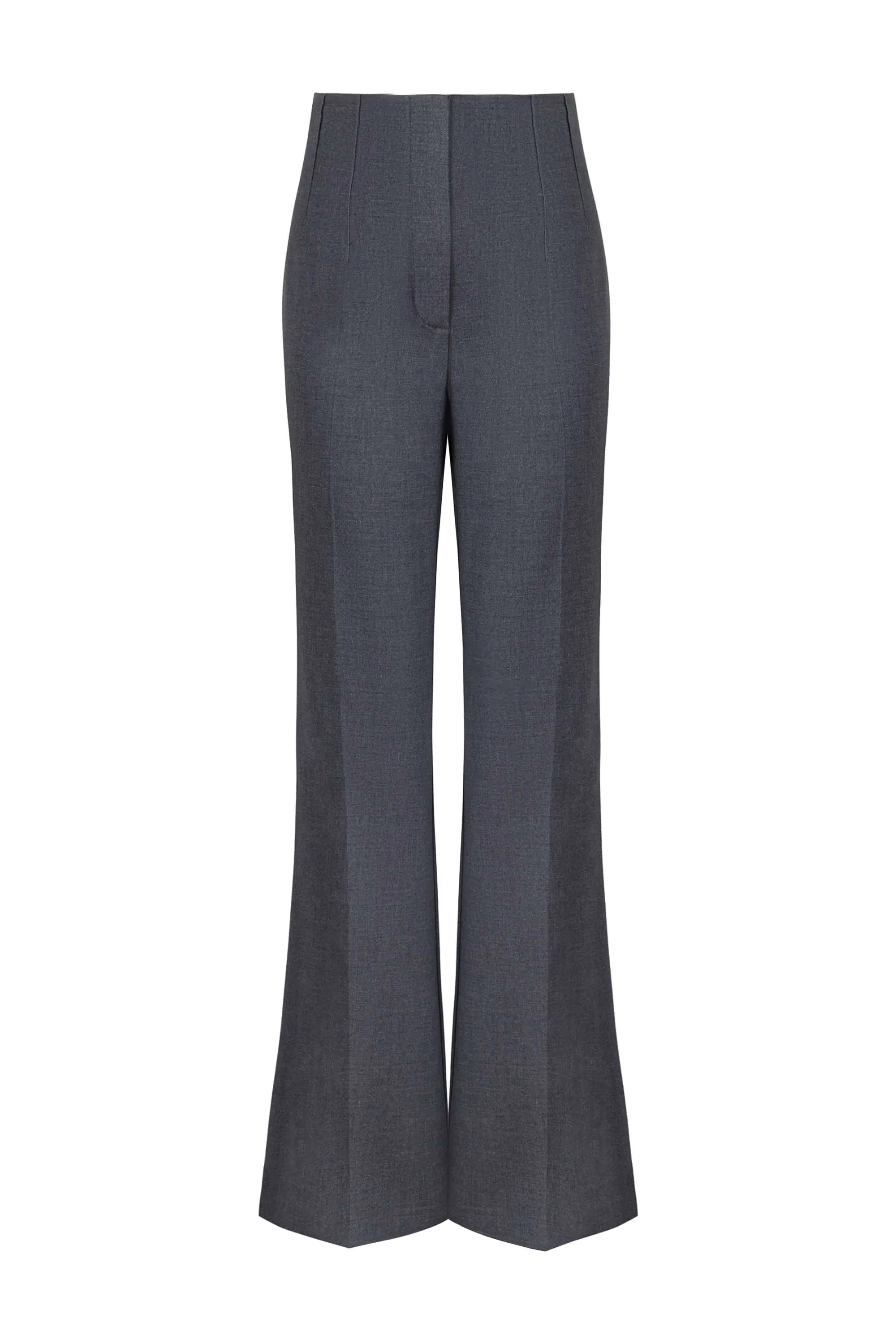 Flared Pants with Back Meatl Belt Detail