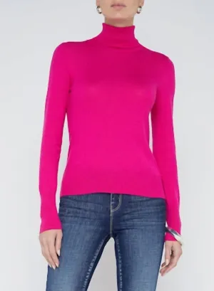 Flora Turtleneck Sweater In Fuschia Rose