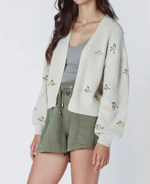 Floral Embroidered Wrap In Natural