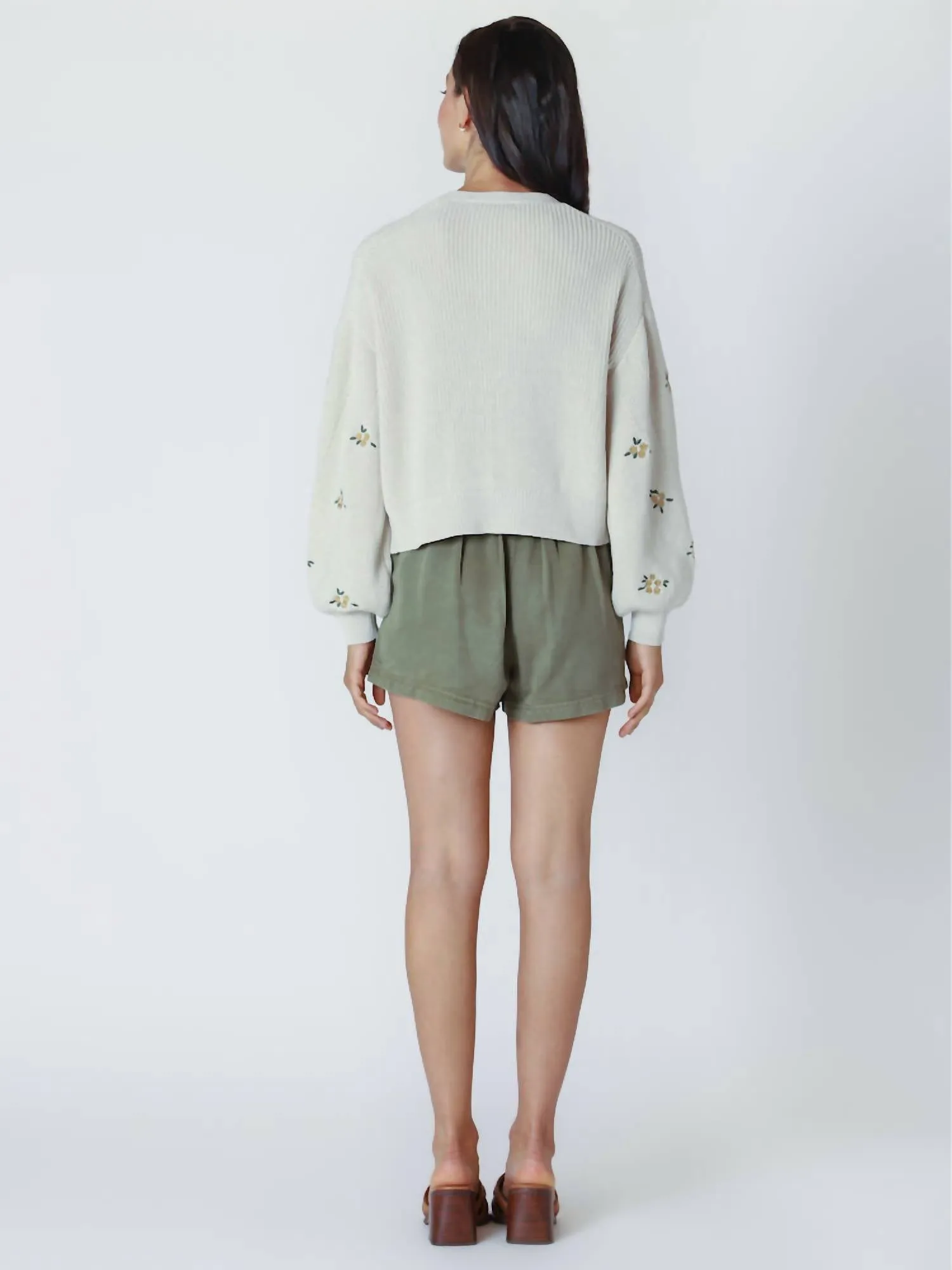 Floral Embroidered Wrap In Natural