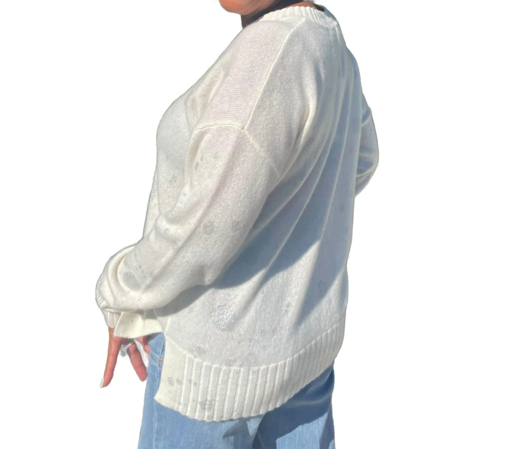 Foil Splash Sweater In Salt