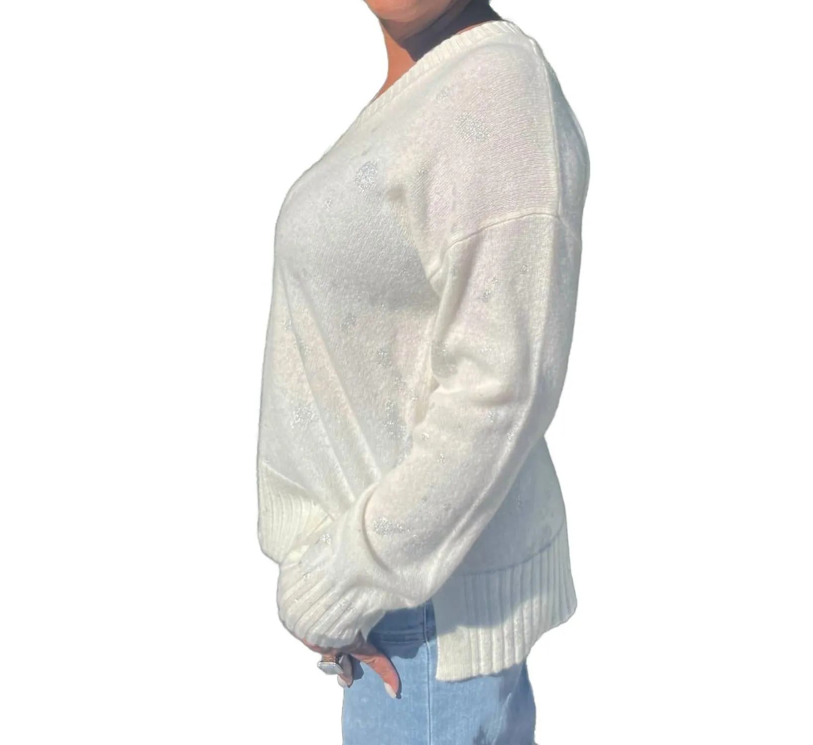 Foil Splash Sweater In Salt