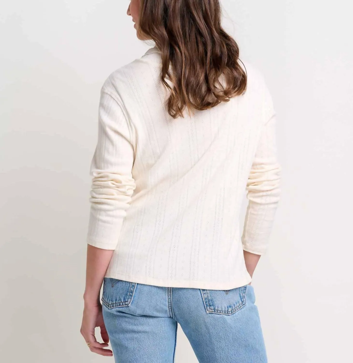 Foothills Pointelle Long Sleeve Turtleneck In Salt