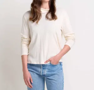 Foothills Pointelle Long Sleeve Turtleneck In Salt