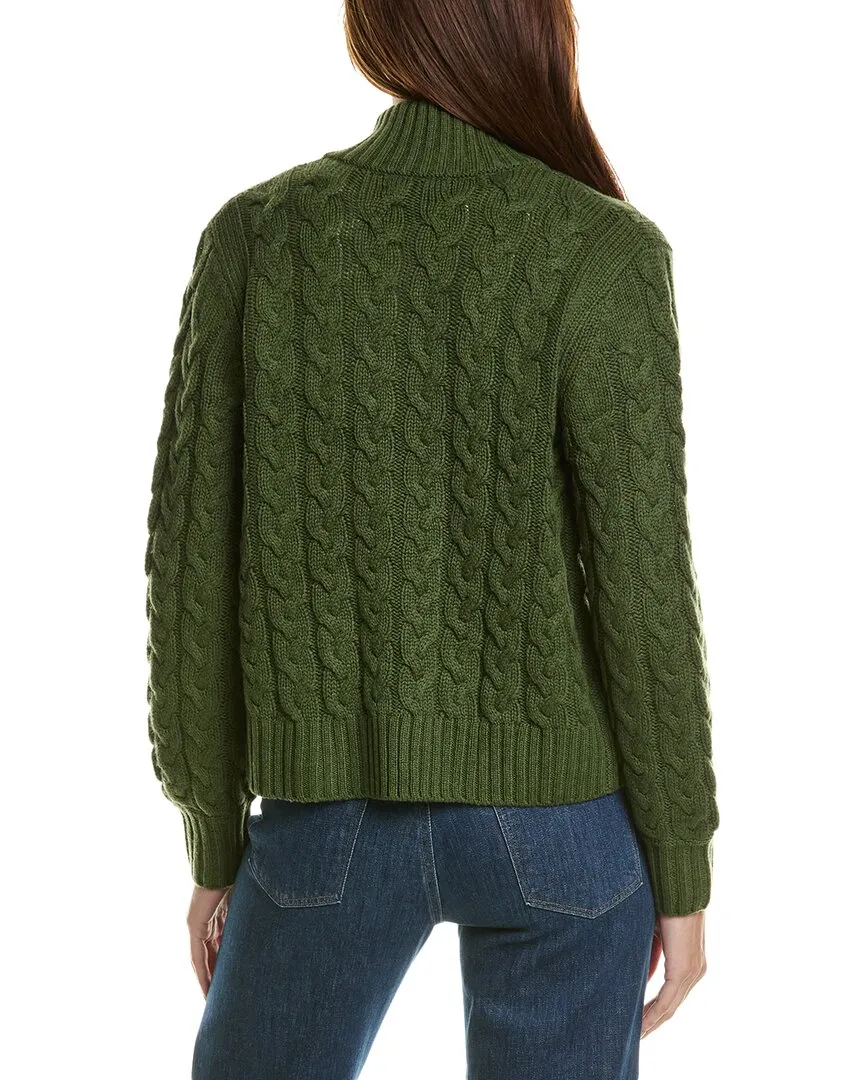 Forte Cashmere Cable Zip Mock Wool & Cashmere-Blend Cardigan