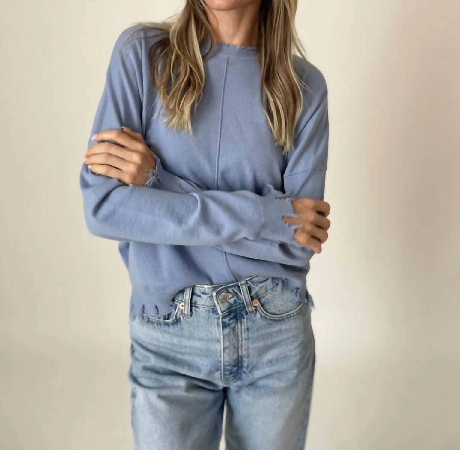 Fringed Sweater In Blue