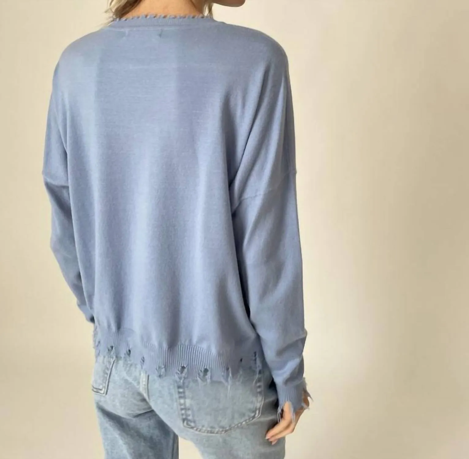 Fringed Sweater In Blue