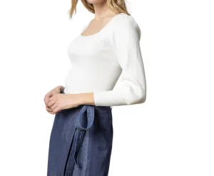 Full Sleeve Square Neck Sweater In White