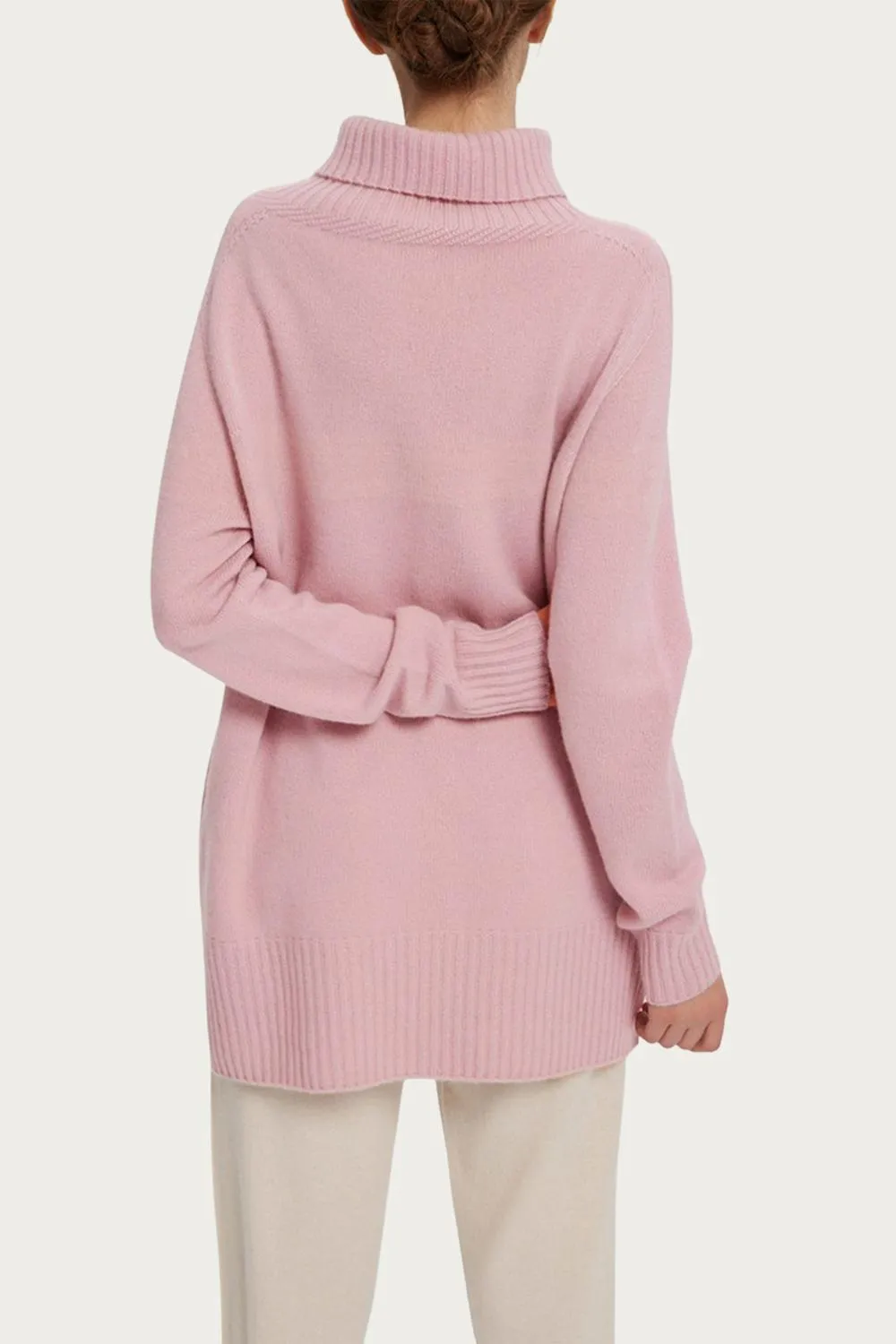 Funnel-Neck Cashmere Sweater In Ash Rose