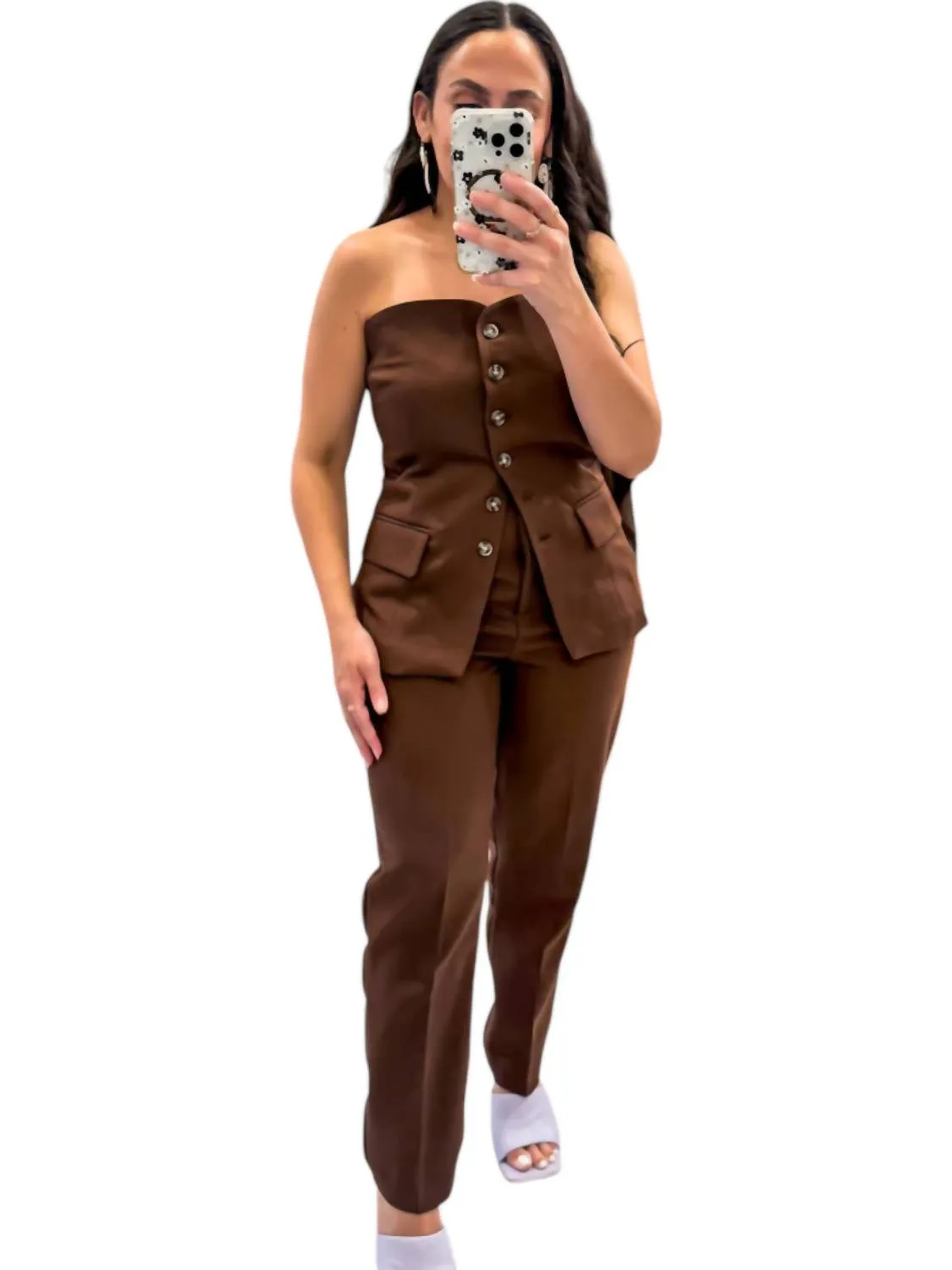 Gabriel High Rise Trousers In Brown