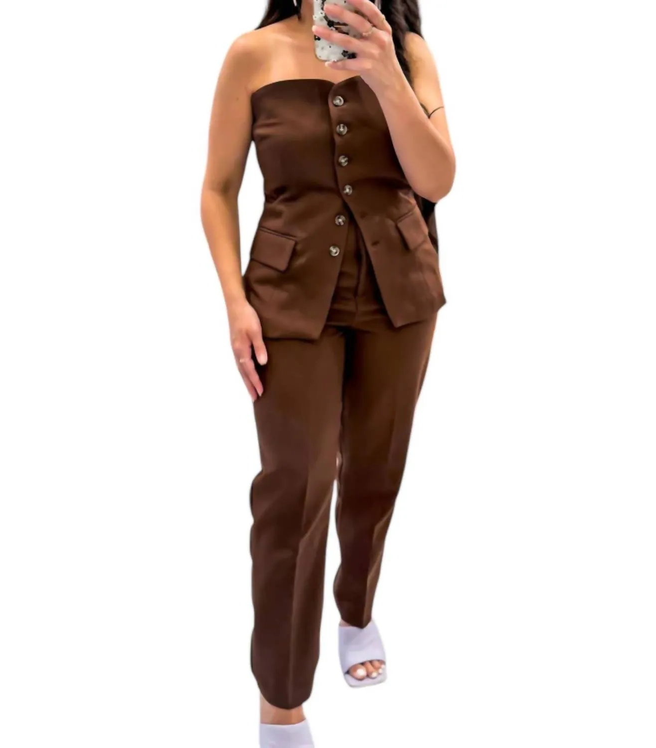Gabriel High Rise Trousers In Brown